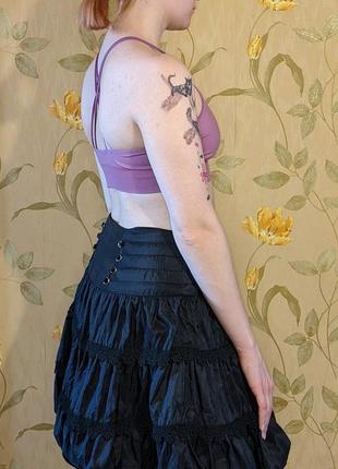 Винтажная юбка баллон с кружевной оборкой и корсетом готика лолита4 фото
