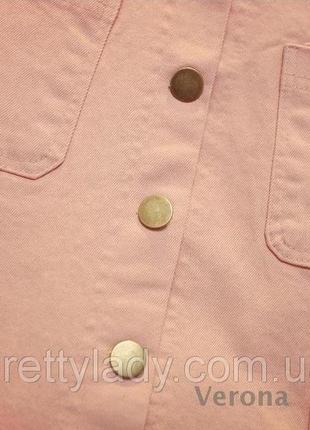 Женская юбка трапеция на пуговицах с карманами розовая3 фото