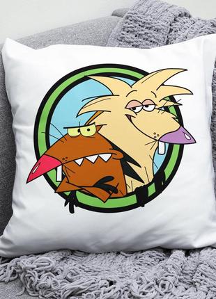 Декоративна подушка плюшевий подарунок з принтом злюки бобри angry beavers