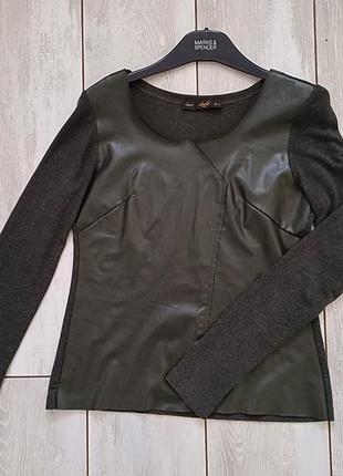 Джемпер со вставками из экокожи