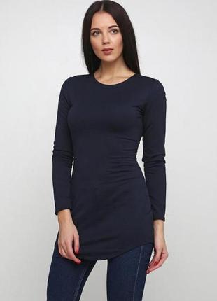 Туника трикотажная, р.40-50, мини-платье, розовая, женская, с длинным рукавом, одежда, 25899