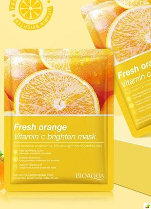 Маска для лица с экстрактом апельсина bioaqua fresh orange vitamin c brighten mask