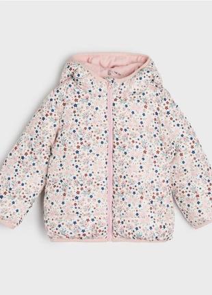 Куртка детская для девочки розовая бежевая 86 теплая