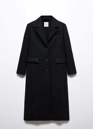 Чорне зимове шерстяне пальто на ґудзиках оверсайз вільного крою з нової колекції mango розмір xl можна і на l5 фото