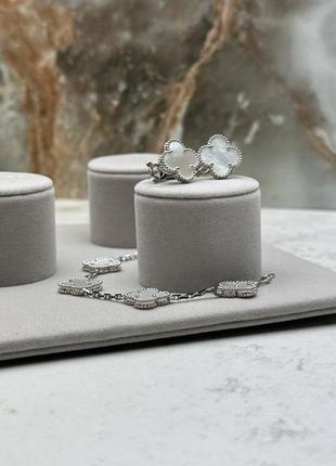 Кульчики перламутр, малахіт, онікс канюшина, конюшина