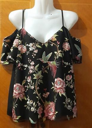 Брендовая красивая блуза с роскошной вышивкой с открытыми плечами р.12 /40 от f &amp; f