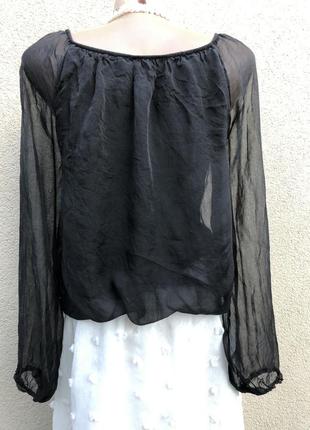 Чёрная,шёлк блуза реглан,открытые плечи,этно бохо стиль,италия2 фото