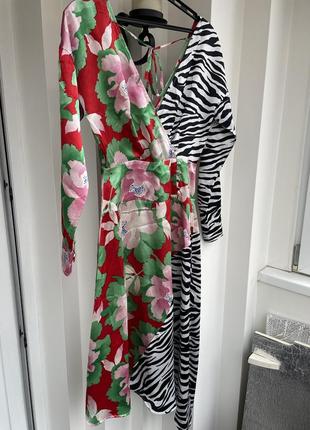 Платье с цветочным принтом, нарядное платье, зебра2 фото