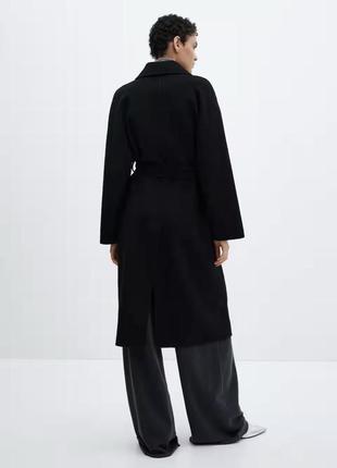 Черное пальто из итальянской шерсти,черное шерстяное пальто под пояс из новой коллекции mango размер s,м4 фото