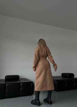 Качественное кашемировое пальто на запах с поясом2 фото