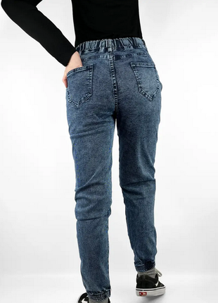 Джинсовые джоггеры, стрейчевые джинсы на манжете, синие джинсы варенки, джеггинсы варенки р 42-54 2