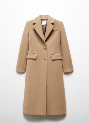 Бежевое шерстяное пальто на пуговицах из новой коллекции mango размер s5 фото