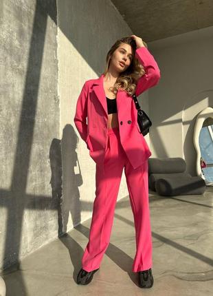 Шикарний стильный костюм бежевий серый черний малиновый розовый брюки штаны палаццо широкие прямые пиджак жакет блейзер кардиган оверсайз