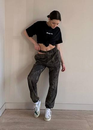 Спортивні штани джогери жіночі зелені (хакі) tye die