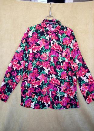 Блузка рубашка в цветочный принт 100% вискоза