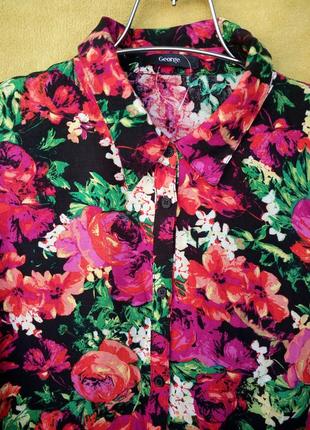 Гарна сорочка, блузка в квітковий принт бренду george 100% віскоза3 фото