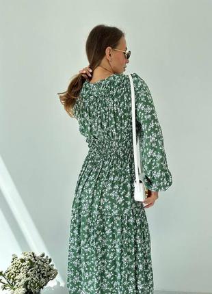 Сукня жіноча зелена довга (міді) легка4 фото
