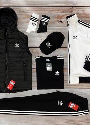 Набір adidas жилет-кофта-штани-футболка-кепка