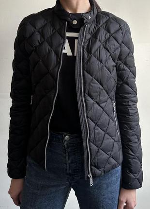 Черная стеганая куртка пуховик приталенная позмер xs s jean paul2 фото
