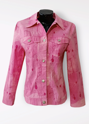 Джинсова, рожева куртка2 фото