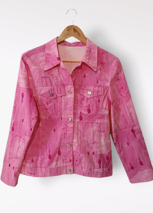 Джинсова, рожева куртка3 фото