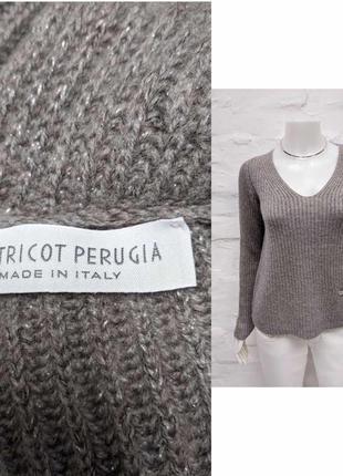 Le tricot perugia italy оригинальный пуловер из шерсти с шелком и кашемиром с серым бристой патиной7 фото