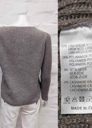 Le tricot perugia italy оригинальный пуловер из шерсти с шелком и кашемиром с серым бристой патиной5 фото
