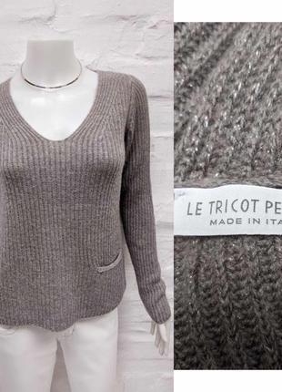 Le tricot perugia italy оригинальный пуловер из шерсти с шелком и кашемиром с серым бристой патиной