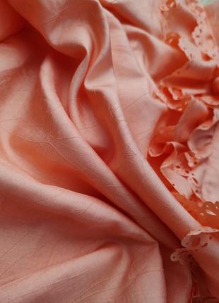 Блуза воланы винтажная персик ворот стойка xl кружево оранжевый l3 фото