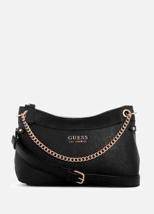 Сумка guess lyndall signature print top zip crossbody 14454494/vg888221 черная