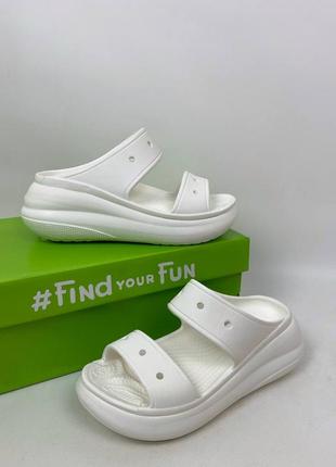 Classic crush sandal white белые кроксы сандалии crocs