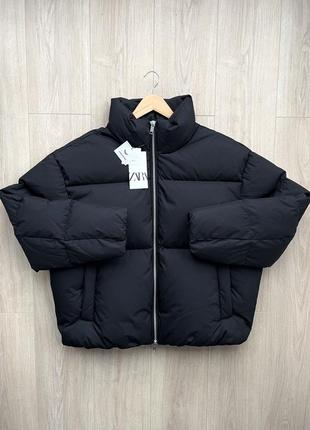 Пуховик zara (l-xl) down puffer jacket оригинал зимняя куртка1 фото