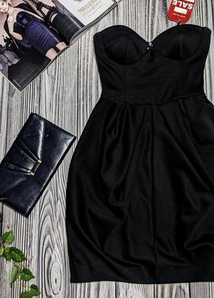 Изящное черное плотное платье бюстье river island #33462 фото