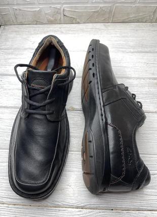 Мужские черные кожаные туфли мокасины clarks ecco timberland7 фото