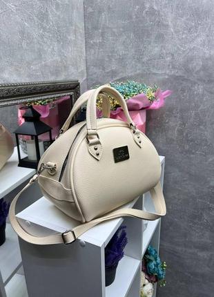 Капучино - чудова сумочка-саквояж lady bags в ніжних весняних кольорах, добре тримає форму (0505)8 фото