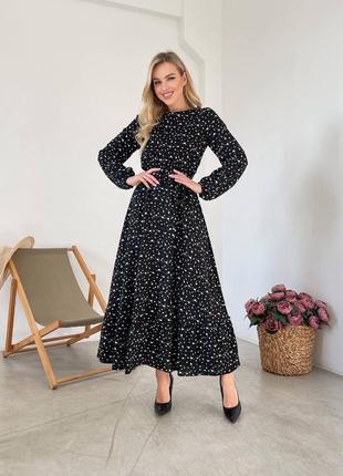 Платье миди штапель в цветочный принт 44-50 размеров. 1635492