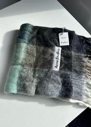 Женский шарф acne studio mohairstared scarf taupe/green/black4 фото