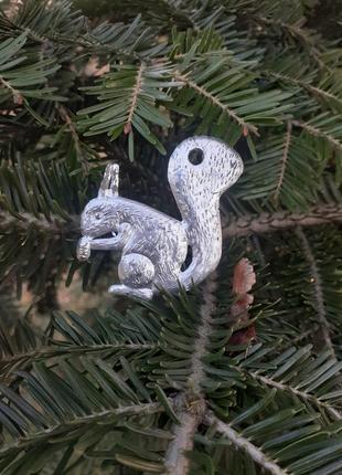 Белка🌲🐿 елочная игрушка ссср советская винтаж пластик в амальгамме белочка