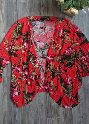 Красивая блуза накидка в цветы р.46/48 блузка кардиган2 фото