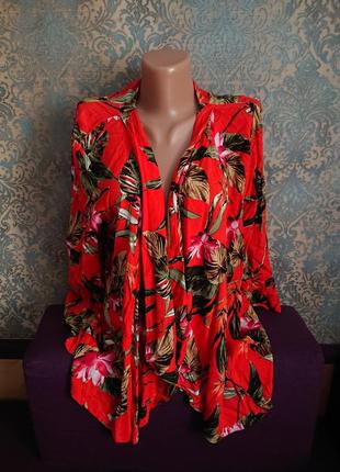 Красивая блуза накидка в цветы р.46/48 блузка кардиган4 фото