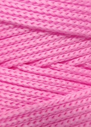 Розовый вязаный шнур 2 мм бобина 100м