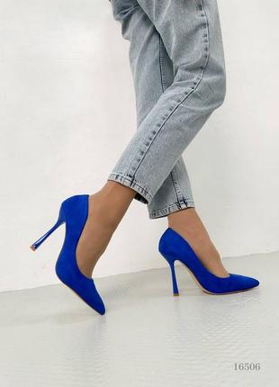 Женские туфли синие7 фото