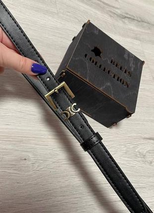 Ремень черный 2см экокожа + коробка комплект, женский ремень женский черный золото из искусственной кожи пояс в стиле celine селин черный набором