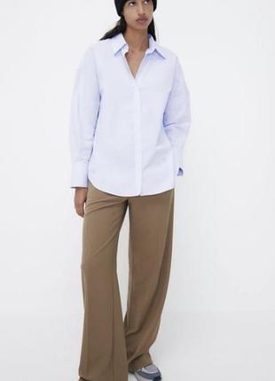 Сорочка блакитна вільного крою з нової колекції zara розмір м 38