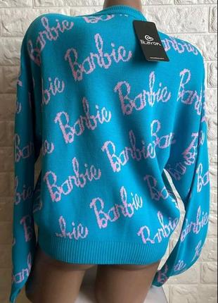 Трендовый бирюзовый свитер барби "barbie" овесайз новый2 фото