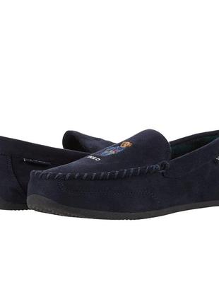 Тапочки жіночі, мокасини, сліпони polo ralph lauren moccasin slipper темно-синій
