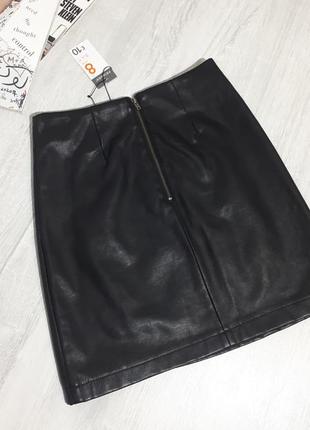 Черная короткая юбка primark/юбка с шнуровкой3 фото
