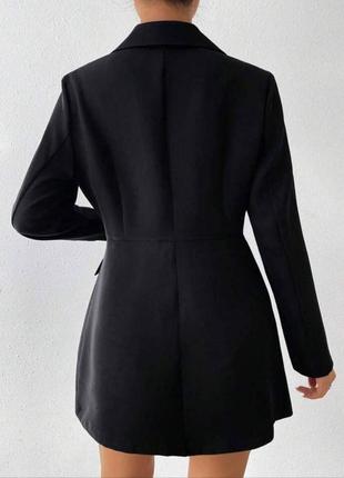 Платье пиджак мини на запах с бахромой из камушков с рукавами на пуговицах по фигуре платье черная элегантная вечерняя праздничная трендовая стильная4 фото