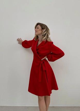 Сукня халат міні на запах на зав'язках рукава ліхтарики вільна плаття червона чорна елегантна вечірня святкова трендова стильна