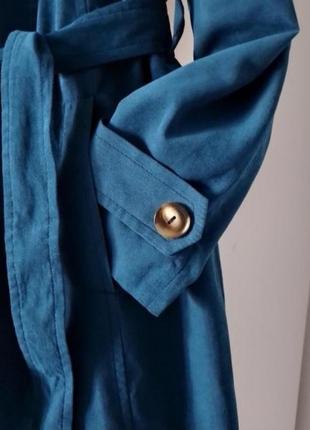 Тренч синий, однобортный плащ,пальто,верхнюю одежду4 фото